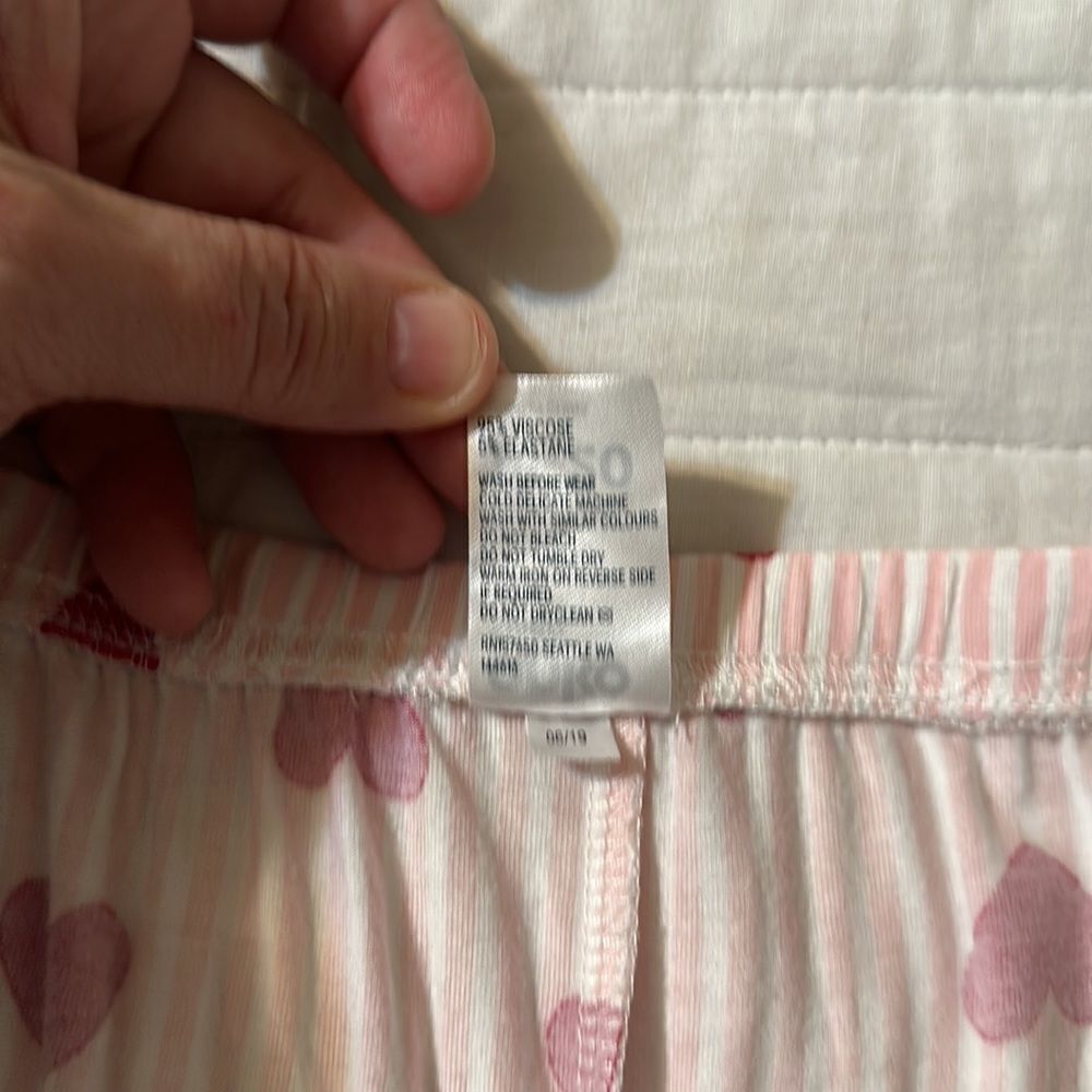 anko 16-18 Pink White Red Romantic Striped Pajama Set Short Sleeve Top & Shorts - Picture 12 of 13